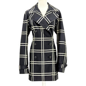 Quiet Luxury Lauren Ralph Lauren Plaid Trench Coat Women’s L Black Ivory